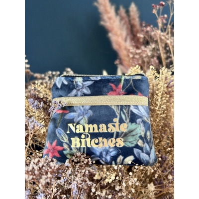 Porte-monnaie/porte-cartes en velours ras "Namaste Bitches"