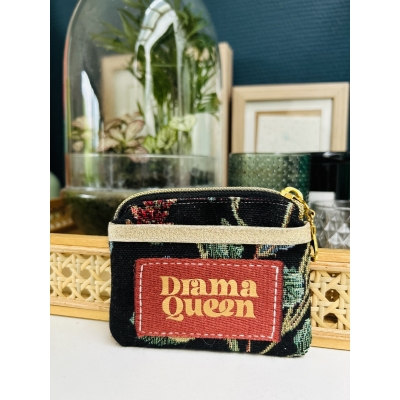 Porte-monnaie/porte-cartes en canevas "Drama Queen"