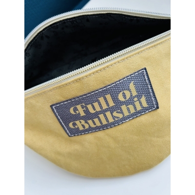 Sac banane en coton canevas moutarde  "Full Of Bullshit"