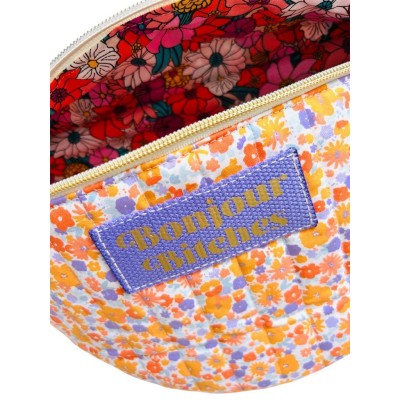 Sac banane XL en coton matelassé fleuri  "Bonjour Bitches"