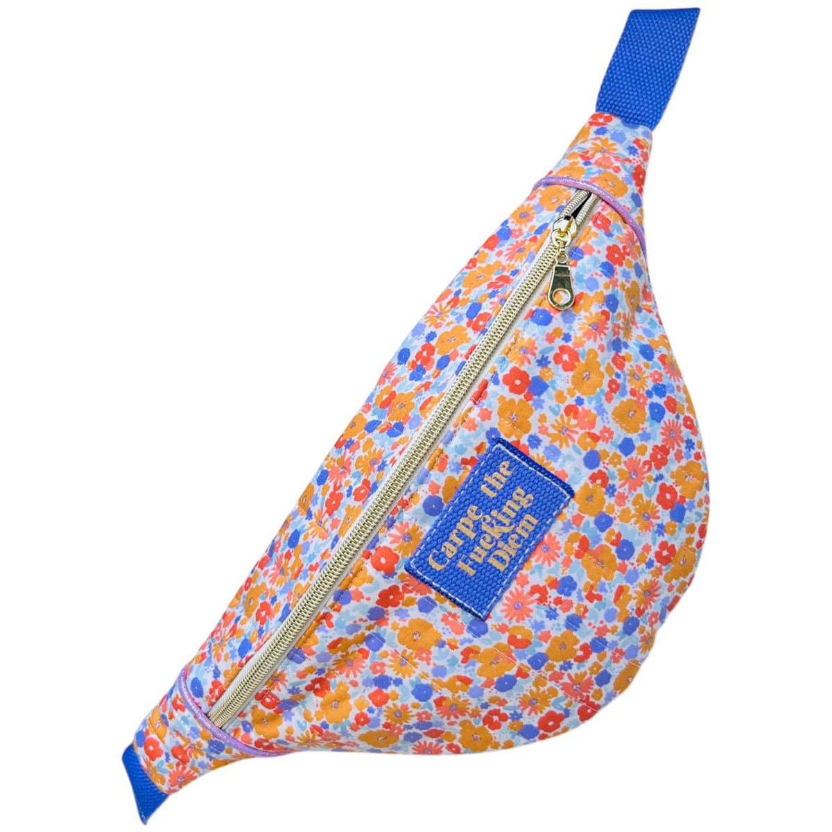 Sac banane matelassé petites fleurs "Carpe The Fucking Diem"