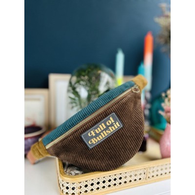 Sac banane en velours côtelé "Full Of Bullshit"