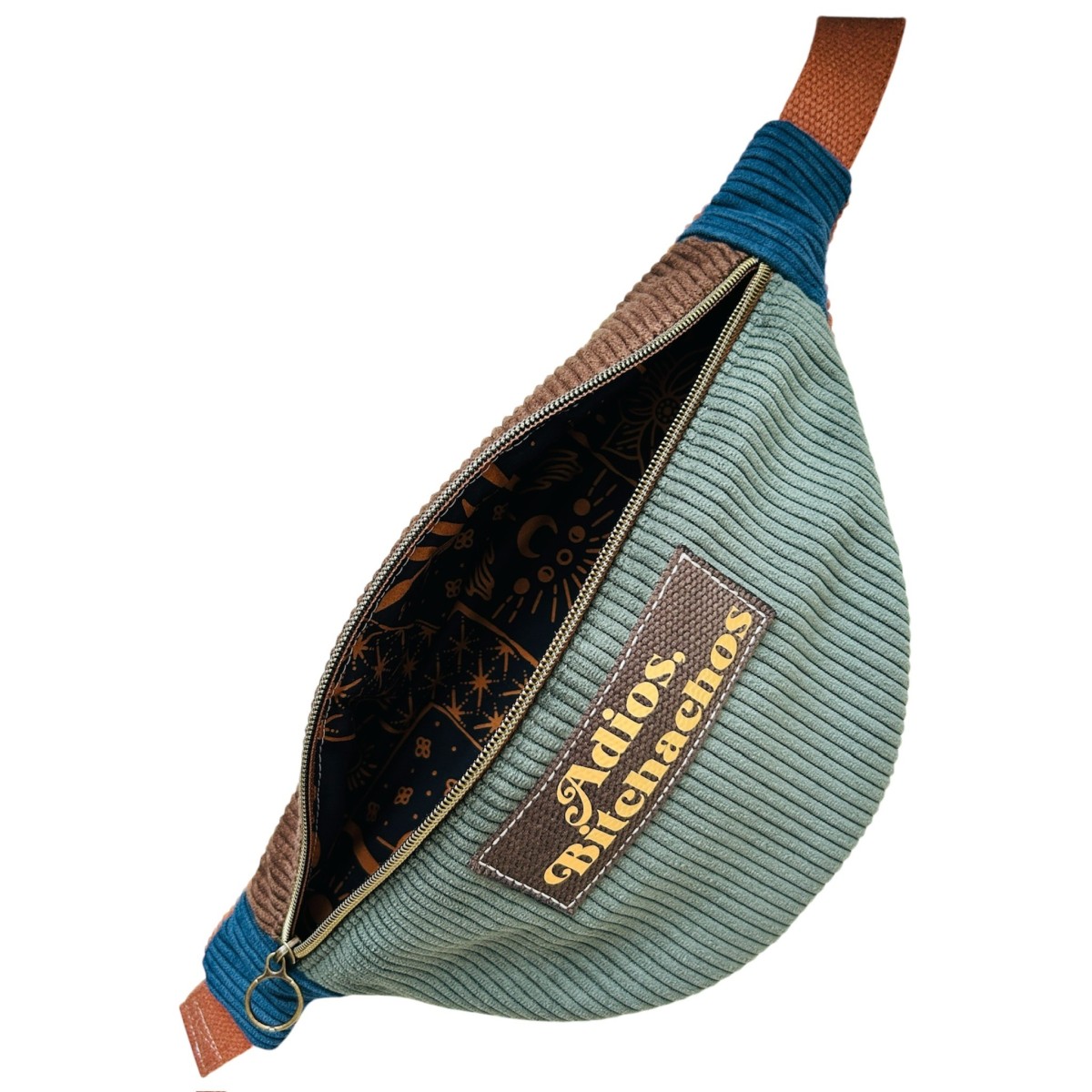Sac banane en velours côtelé "Adios Bitchachos"