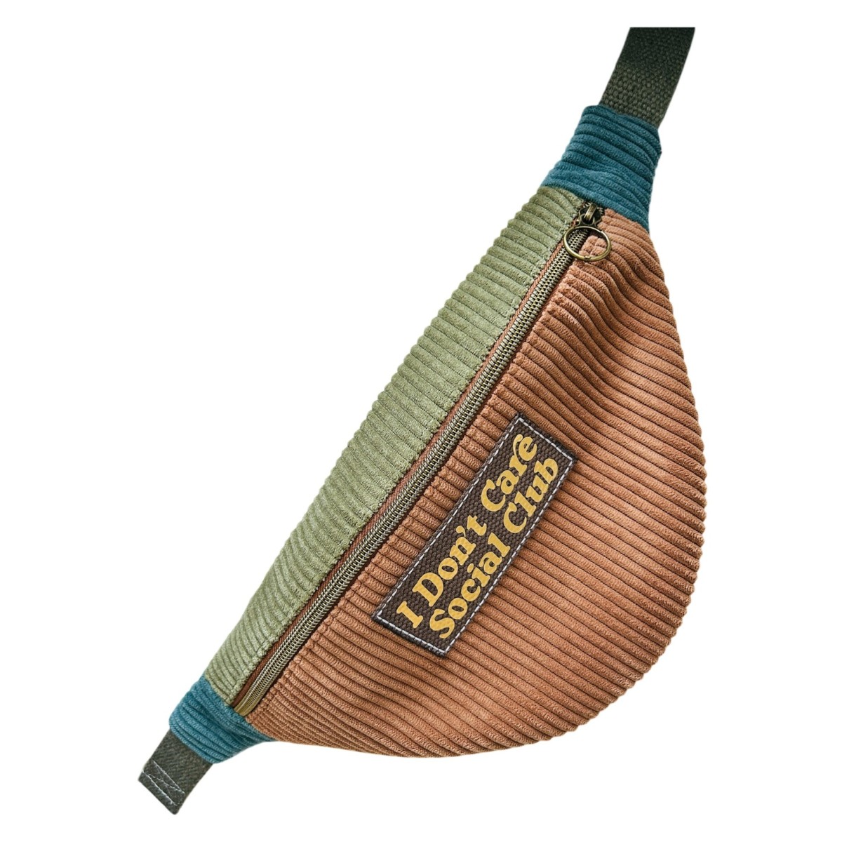 Sac banane en velours côtelé "I Don't Care Social Club"