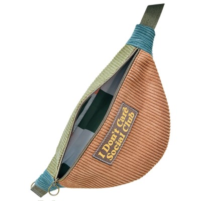 Sac banane en velours côtelé "I Don't Care Social Club"