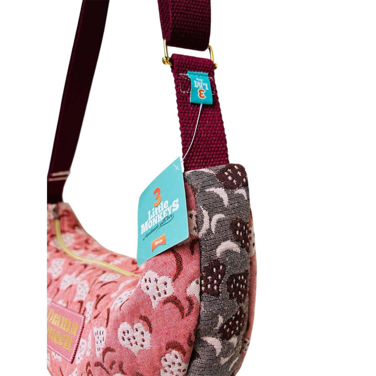 Sac demi-lune en jacquard Indien "Drama Queen"