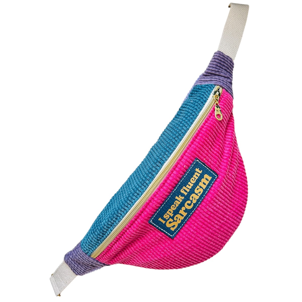 Sac banane en velours côtelé sorbet "I Speak Fluent Sarcasm"