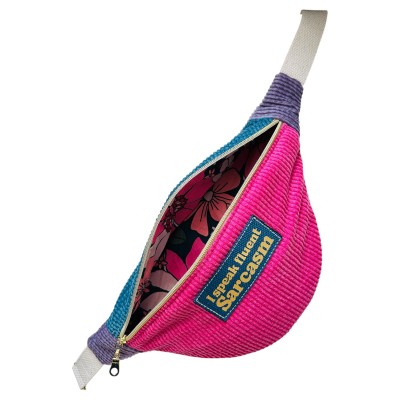 Sac banane en velours côtelé sorbet "I Speak Fluent Sarcasm"