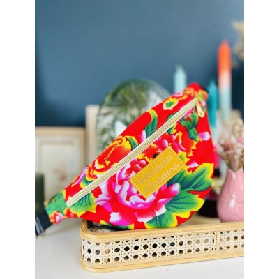 de Sac banane en coton chinois rouge "Freaking Goddess"