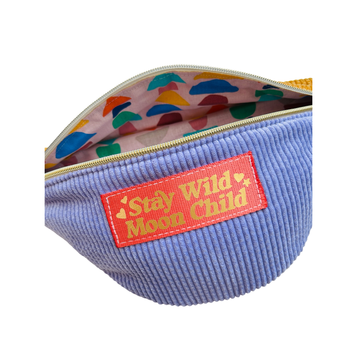 Sac banane en velours côtelé sorbet "Stay Wild Moon Child"