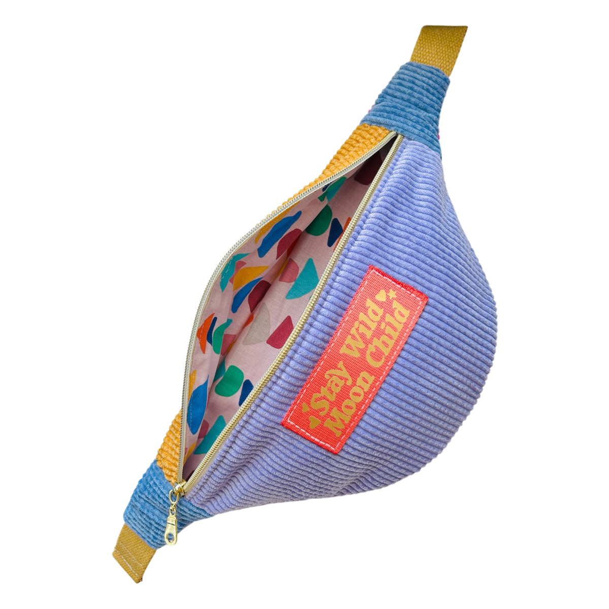 Sac banane en velours côtelé sorbet "Stay Wild Moon Child"