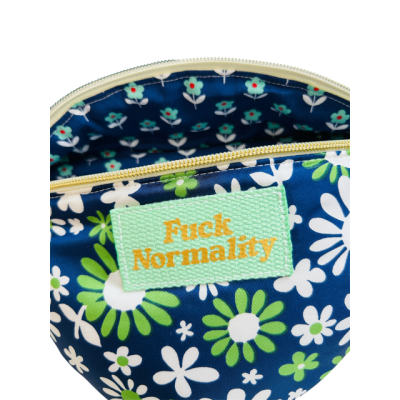 Sac banane viscose fleurie sixties upcyclée "Fuck Normality"