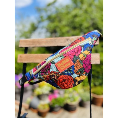 Sac banane en coton matelassé fleuri  "Bella Ciao"