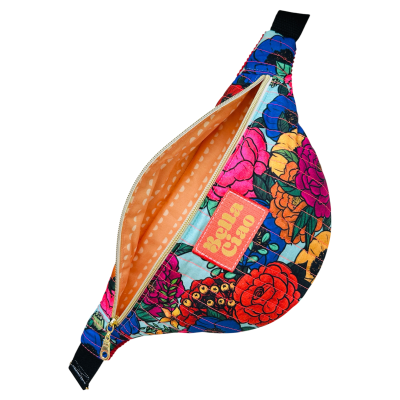 Sac banane en coton matelassé fleuri  "Bella Ciao"