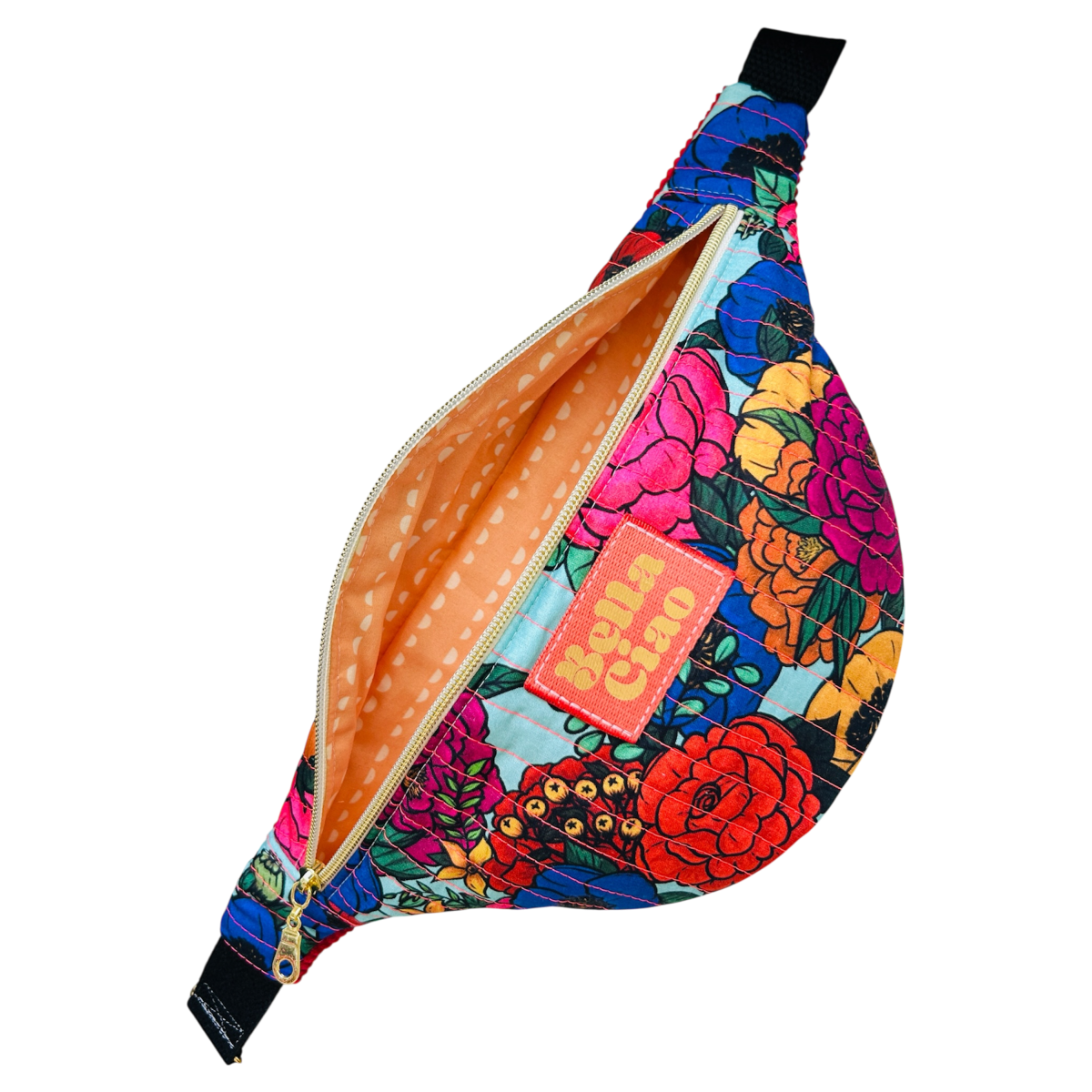 Sac banane en coton matelassé fleuri  "Bella Ciao"