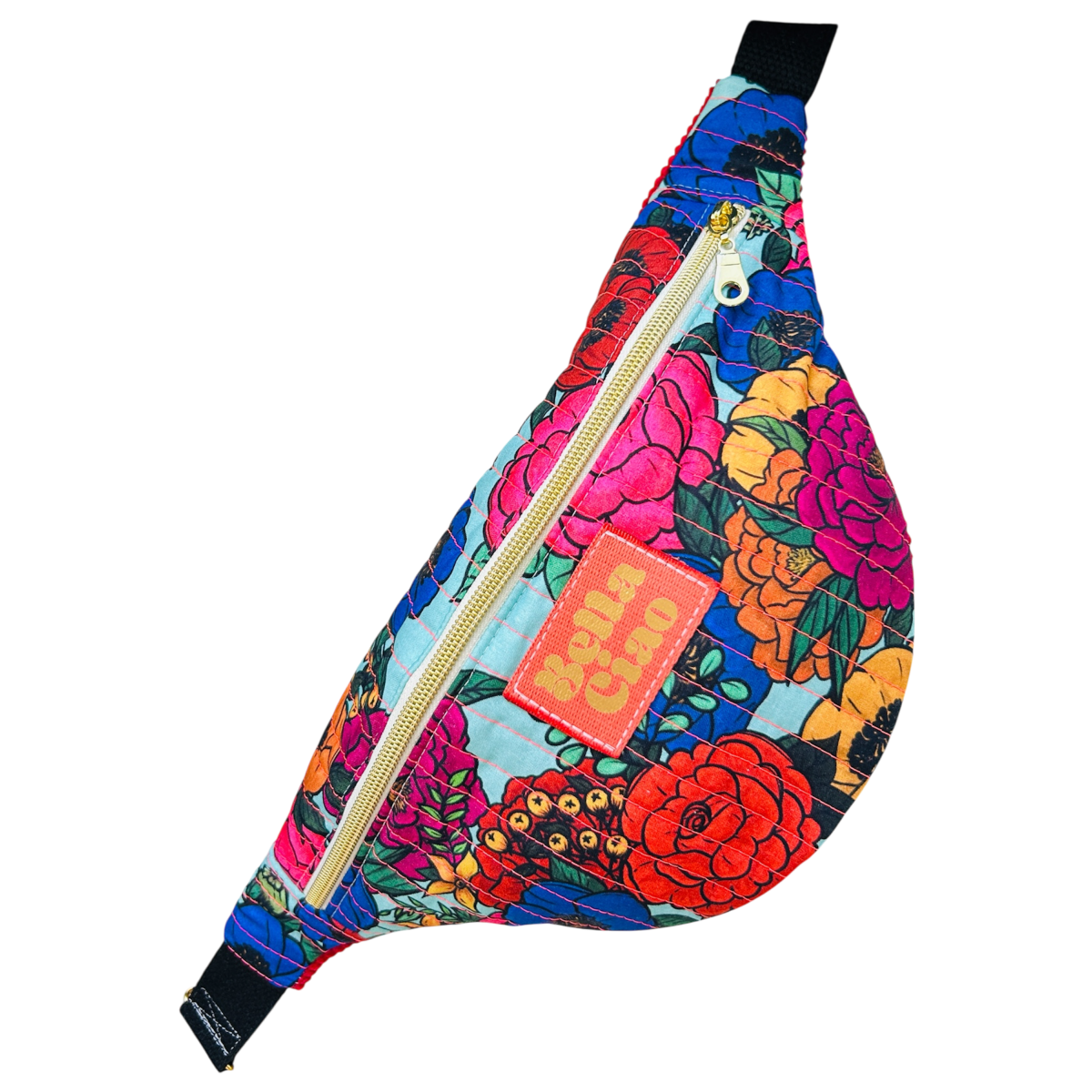 Sac banane en coton matelassé fleuri  "Bella Ciao"