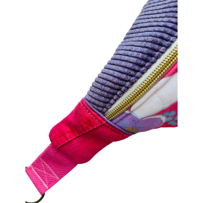 Sac banane en tissu upcyclé seventies rose  "Adulting Is Hard"