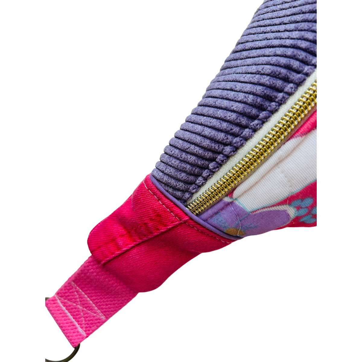 Sac banane en tissu upcyclé seventies rose  "Adulting Is Hard"