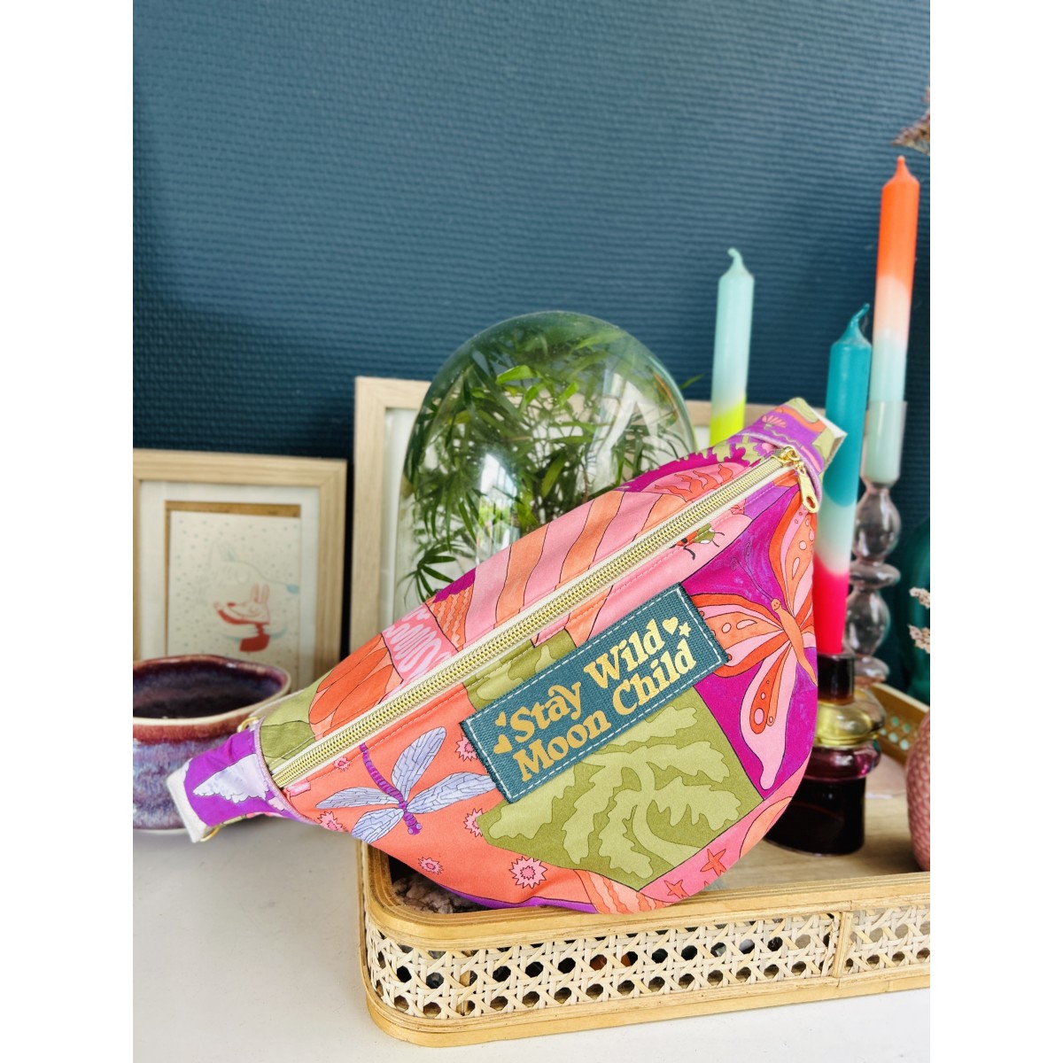 Sac banane en coton imprimé Woodstock "Stay Wild Moon Child"