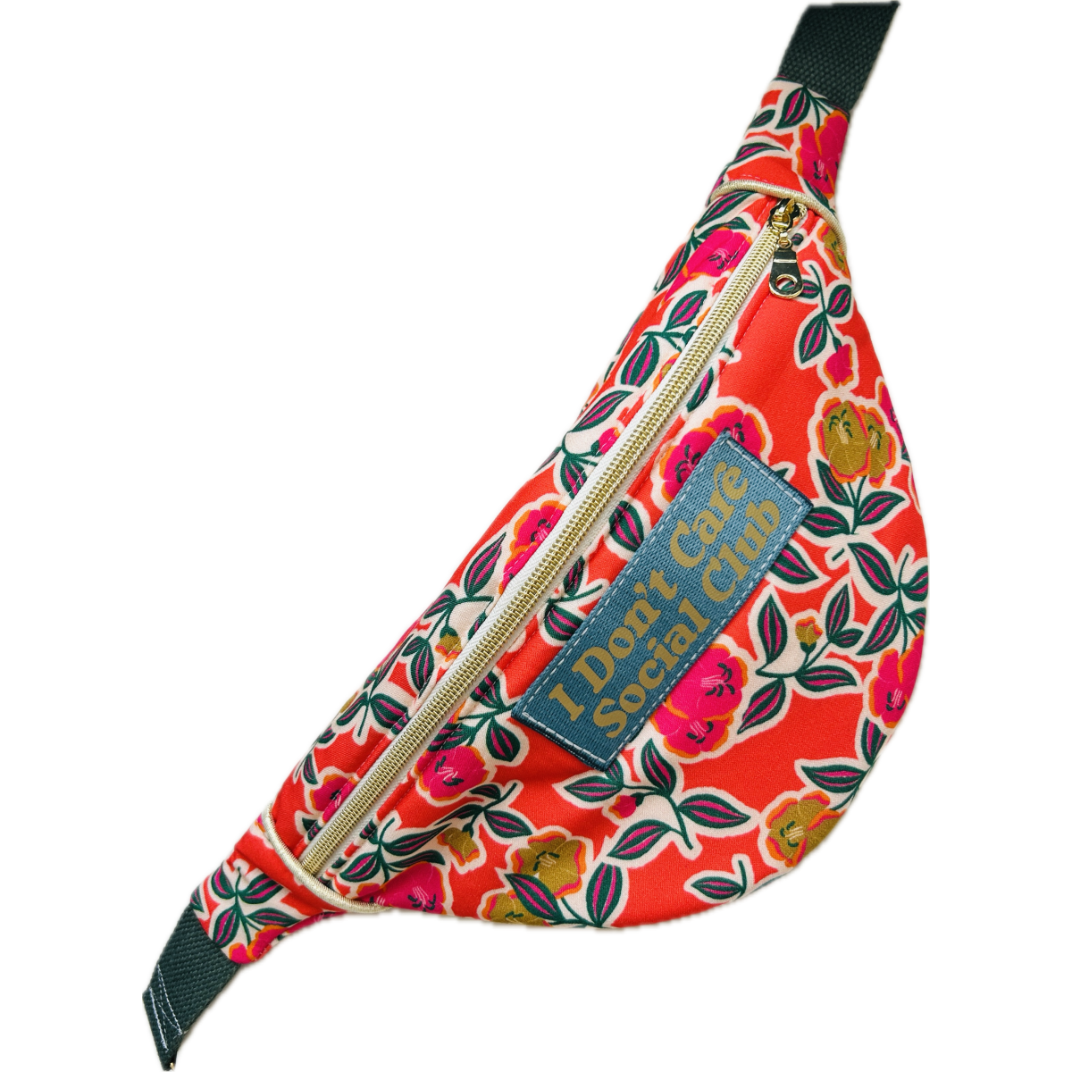 Sac banane en viscose fleuri "I Don't Care Social Club"