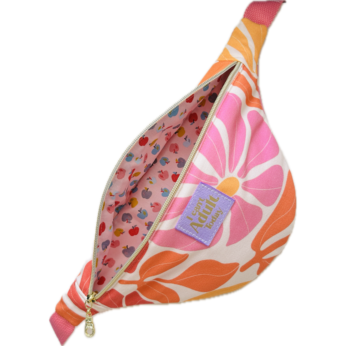 Sac banane en coton épais fleuri "I Can't Adult Today"