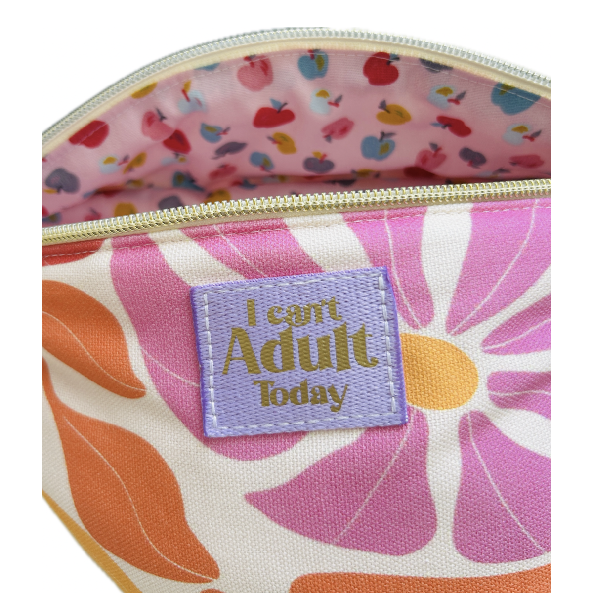 Sac banane en coton épais fleuri "I Can't Adult Today"