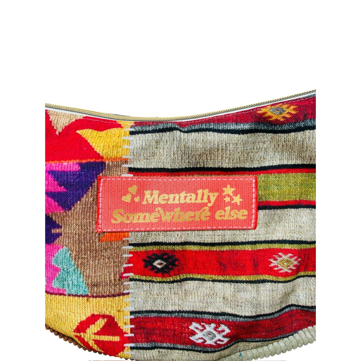 Sac demi-lune en canevas Tapis Aztèque "Mentally Somewhere Else"
