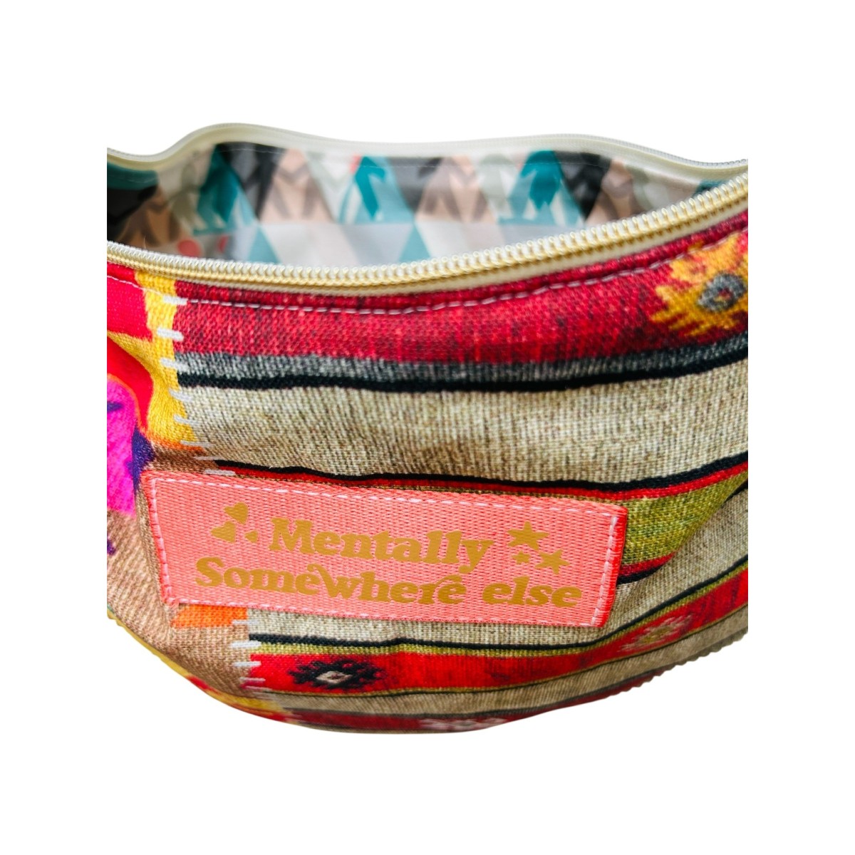Sac demi-lune en canevas Tapis Aztèque "Mentally Somewhere Else"