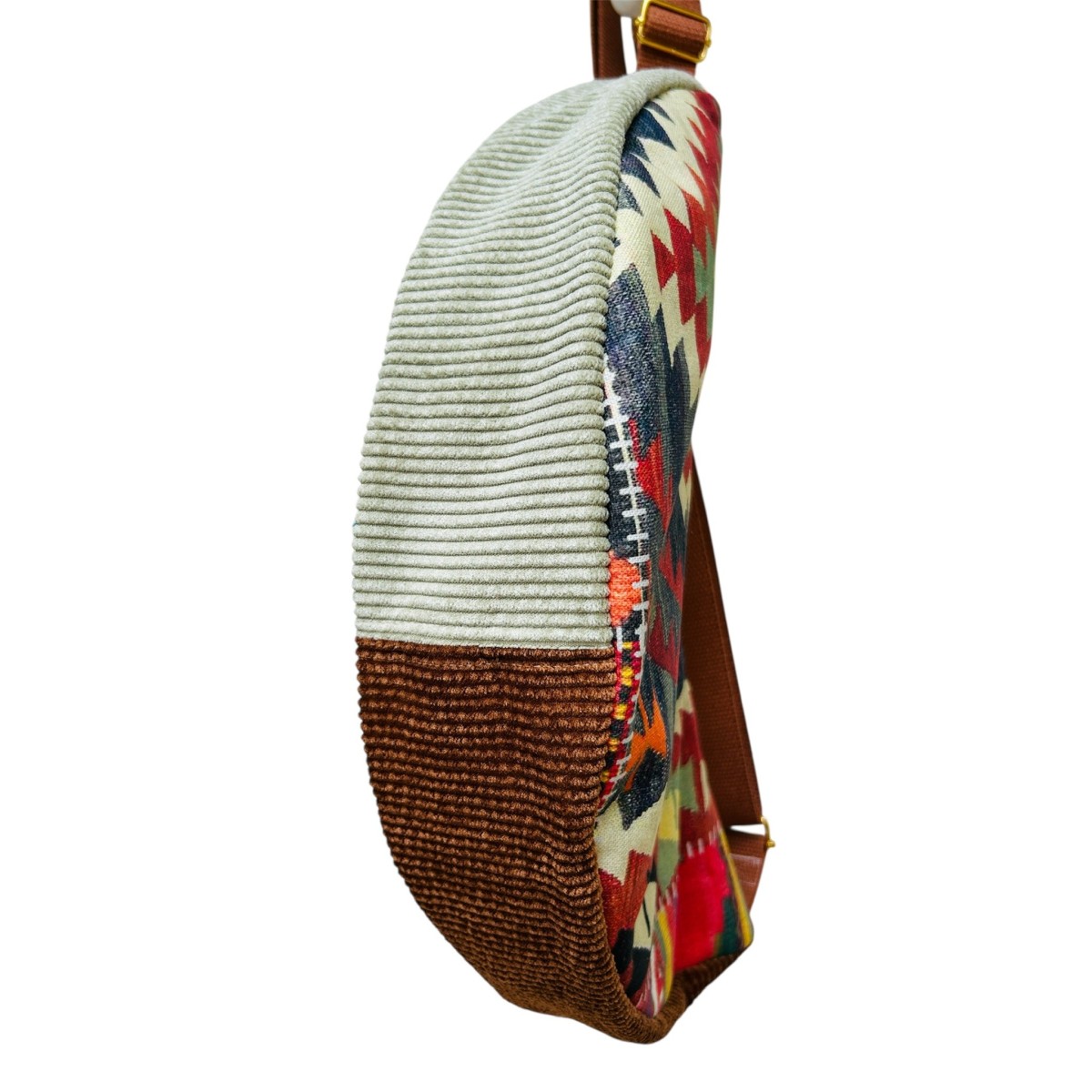 Sac demi-lune en canevas Tapis Aztèque "Mentally Somewhere Else"