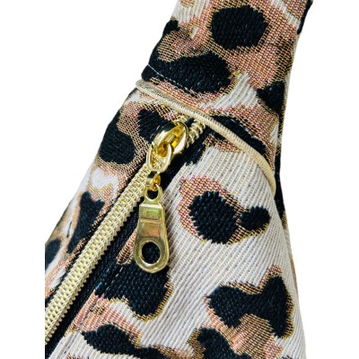 Sac banane en canevas graou léopard "Allergic to People"