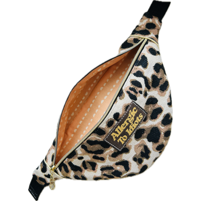 Sac banane en canevas graou léopard "Allergic to People"