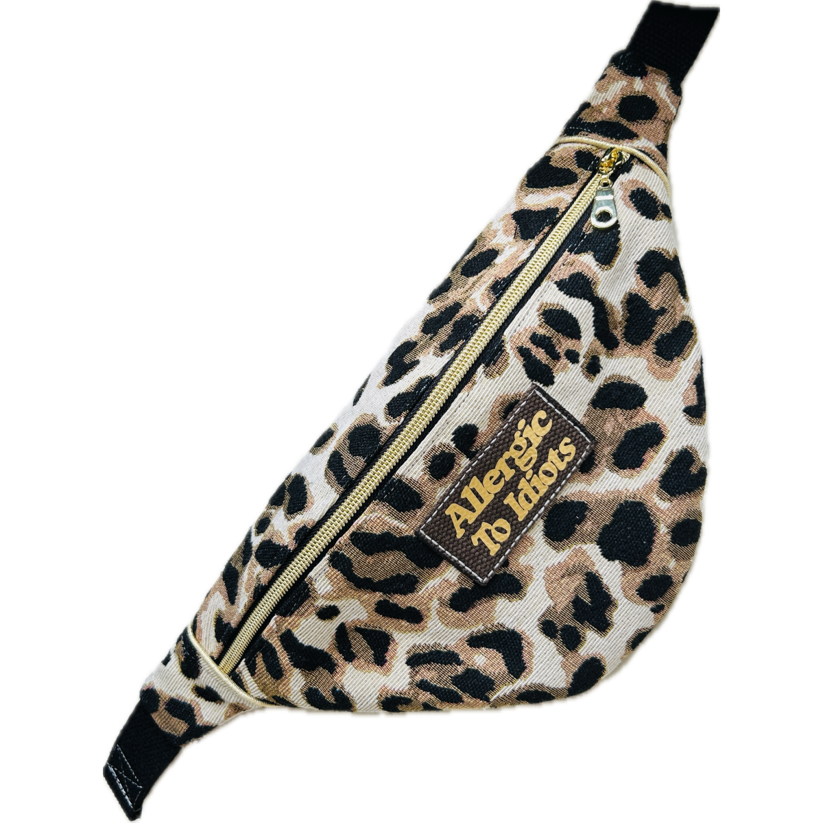Sac banane en canevas graou léopard "Allergic to People"