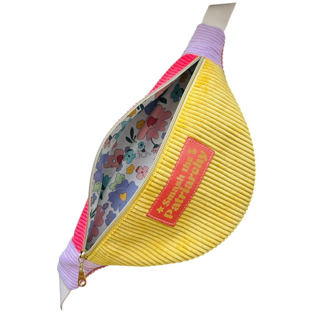 Sac banane en velours côtelé sorbet "Smatch The Patriarchy"