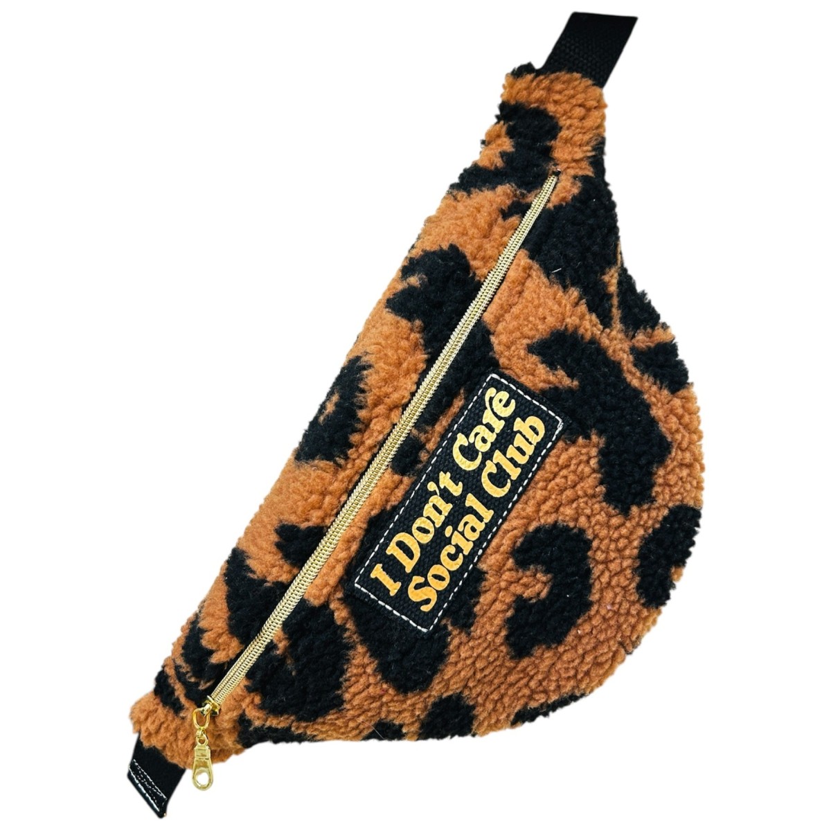 Sac banane en tissu teddy  "I Don't Care Social Club"