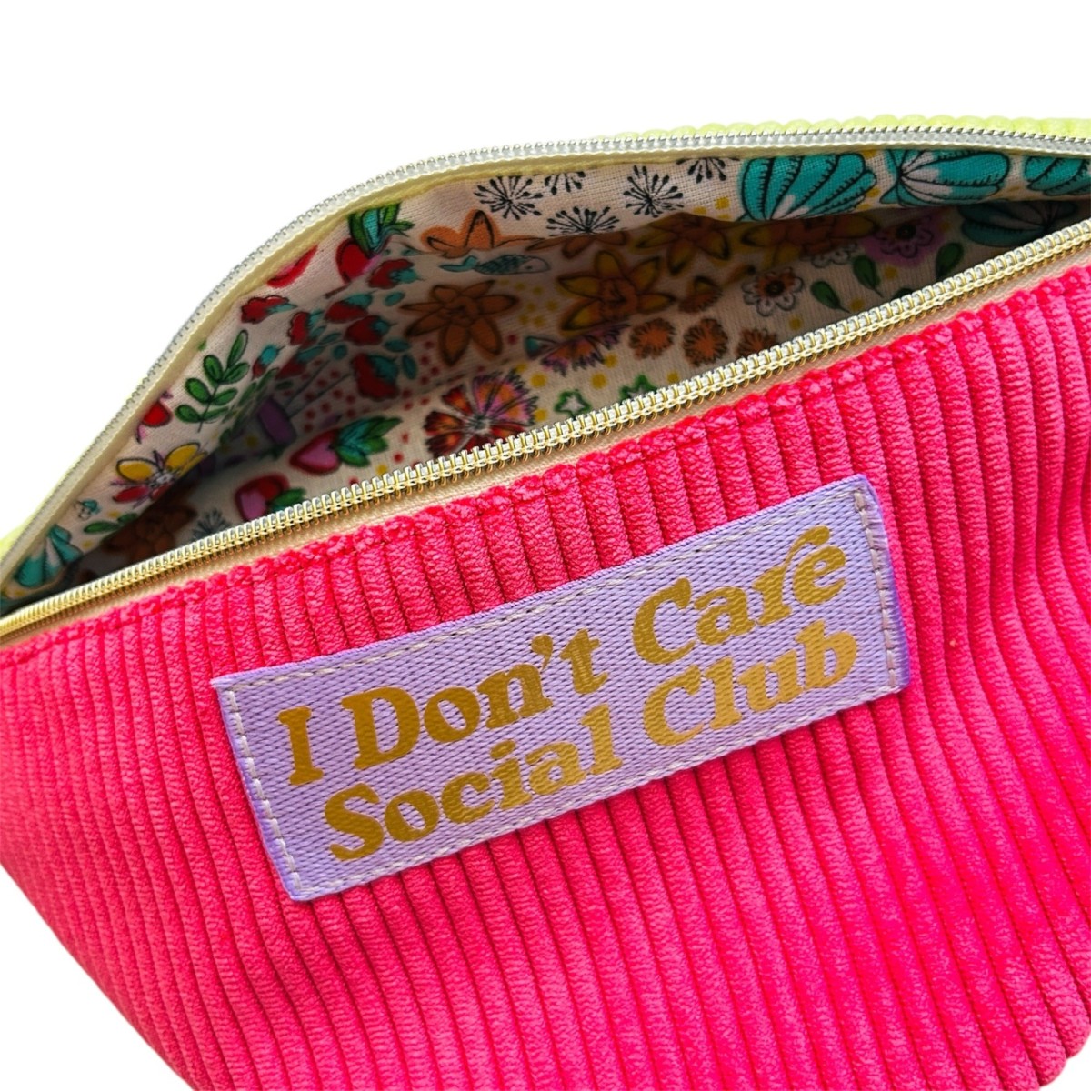 Sac banane en velours côtelé sorbet "I Don't Care Social Club"