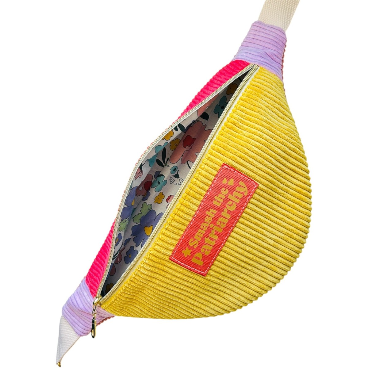 Sac banane en velours côtelé sorbet "Smash The Patriarchy"