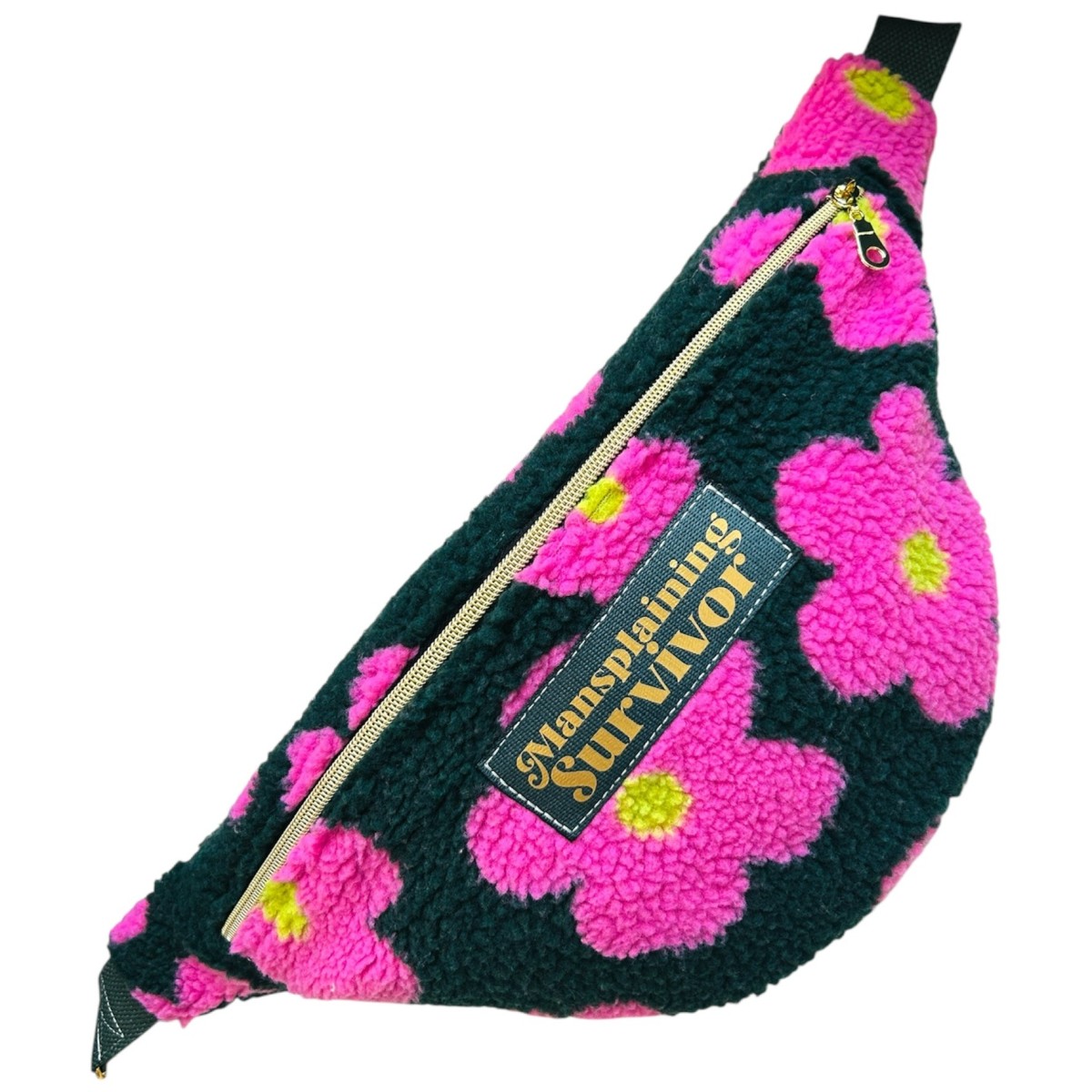 Sac banane XL en tissu teddy  "Mansplaining Survivor"
