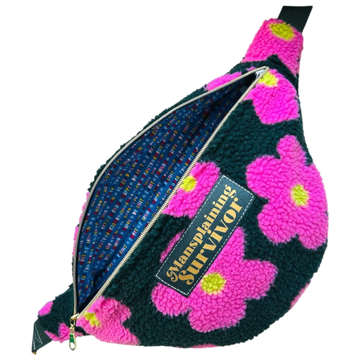 Sac banane XL en tissu teddy  "Mansplaining Survivor"