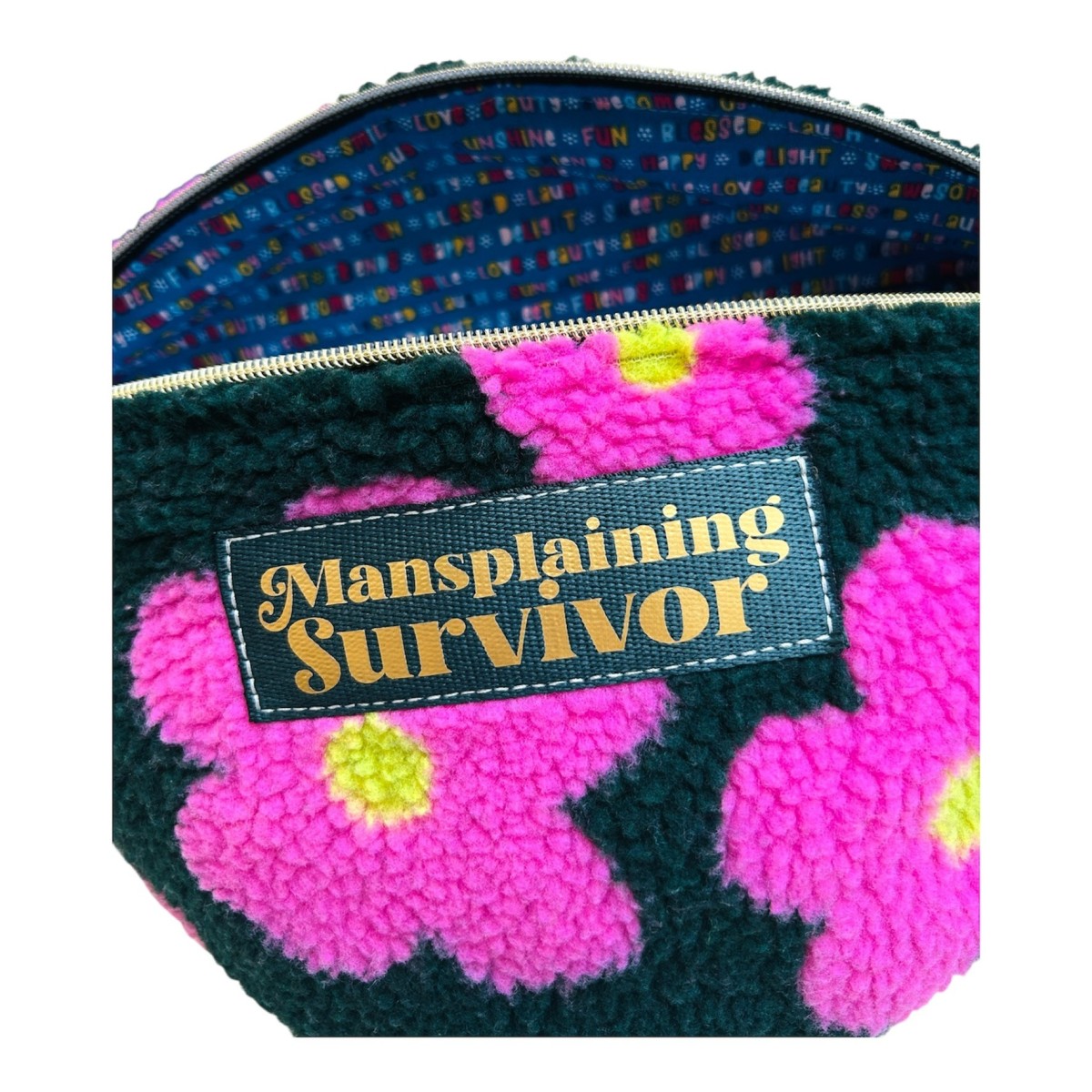 Sac banane XL en tissu teddy  "Mansplaining Survivor"