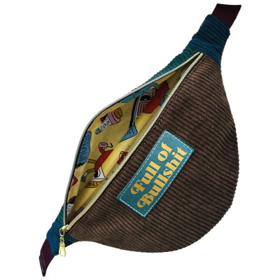 Sac banane en velours côtelé "Full Of Bullshit"