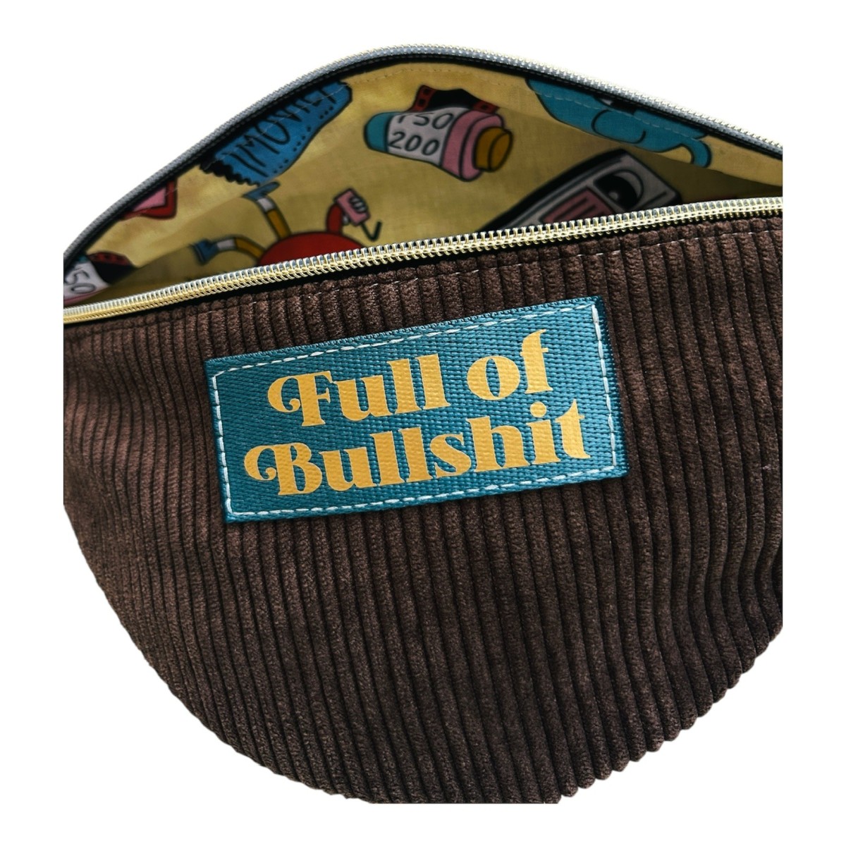 Sac banane en velours côtelé "Full Of Bullshit"