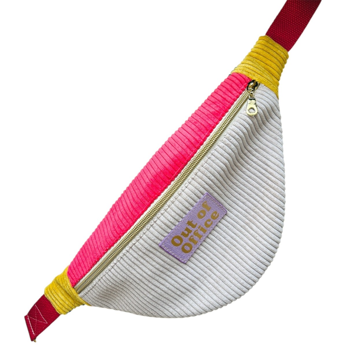 Sac banane en velours côtelé sorbet "Out Of Office"