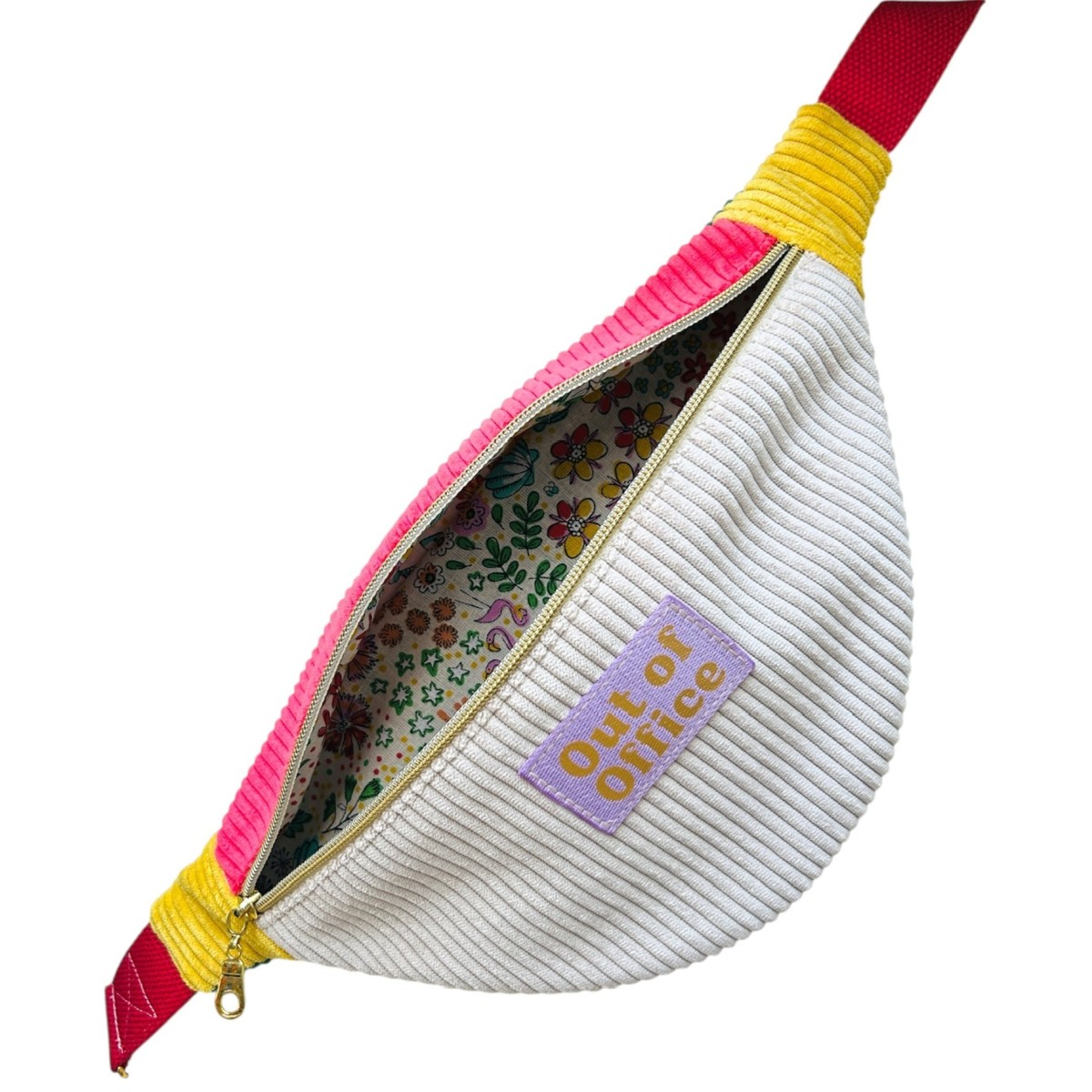 Sac banane en velours côtelé sorbet "Out Of Office"