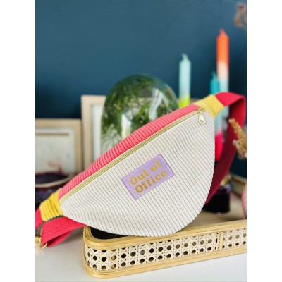 Sac banane en velours côtelé sorbet "Out Of Office"