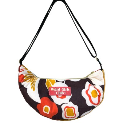 Sac demi-lune en velours et...