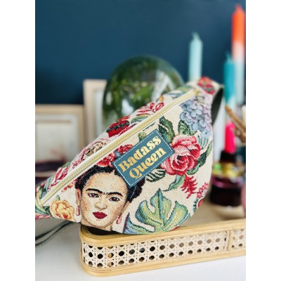 Sac banane tissu canevas Frida Kahlo "Badass Queen"