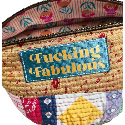 Sac banane en patchwork indien Kanta upcyclé "Fucking Fabulous"